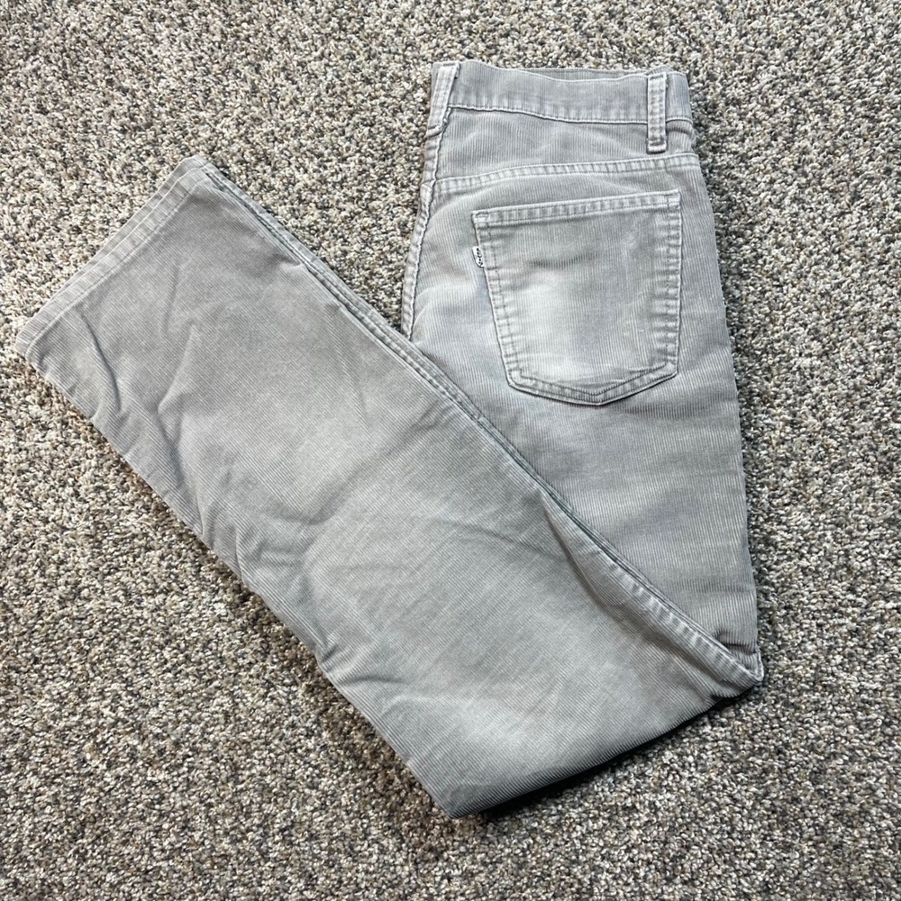 Vintage Levi's 519 Men's 31x30 USA Made Grey Corduroy Pants Straight Leg